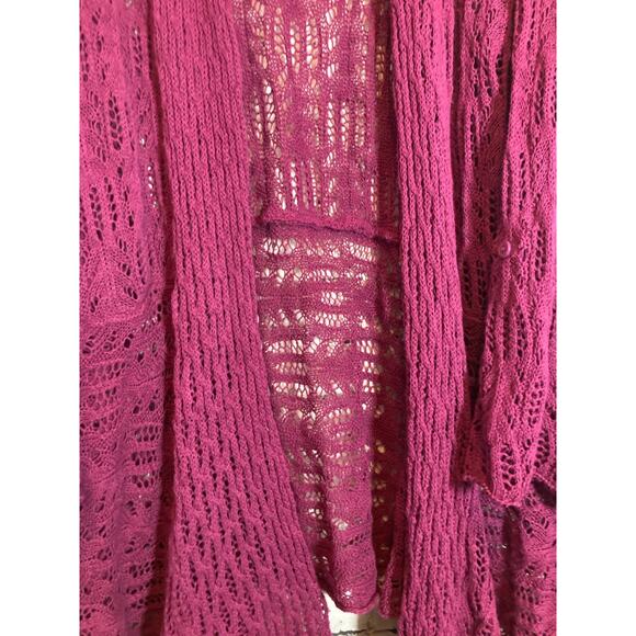 Woman Within Sweater Womens 6X Plum Crochet Long Line Open Front Cardigan Plus - Picture 5 of 12